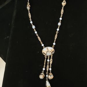 Art Deco Blue Adventurine Glass Necklace